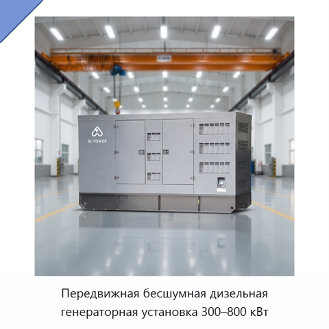 Передвижная бесшумная дизельная генераторная установка 300–800 кВт