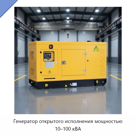 Генератор открытого исполнения мощностью 10–100 кВА