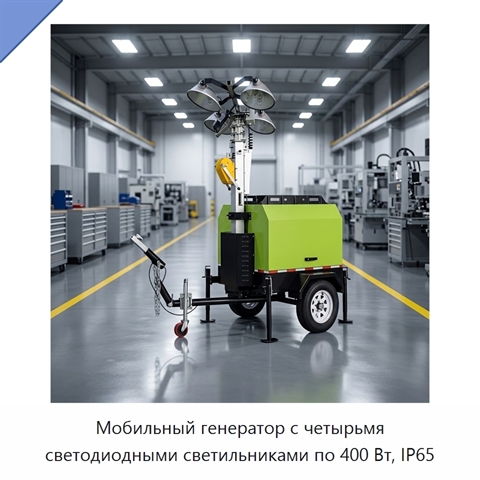 Мобильный генератор с четырьмя светодиодными светильниками по 400 Вт, IP65