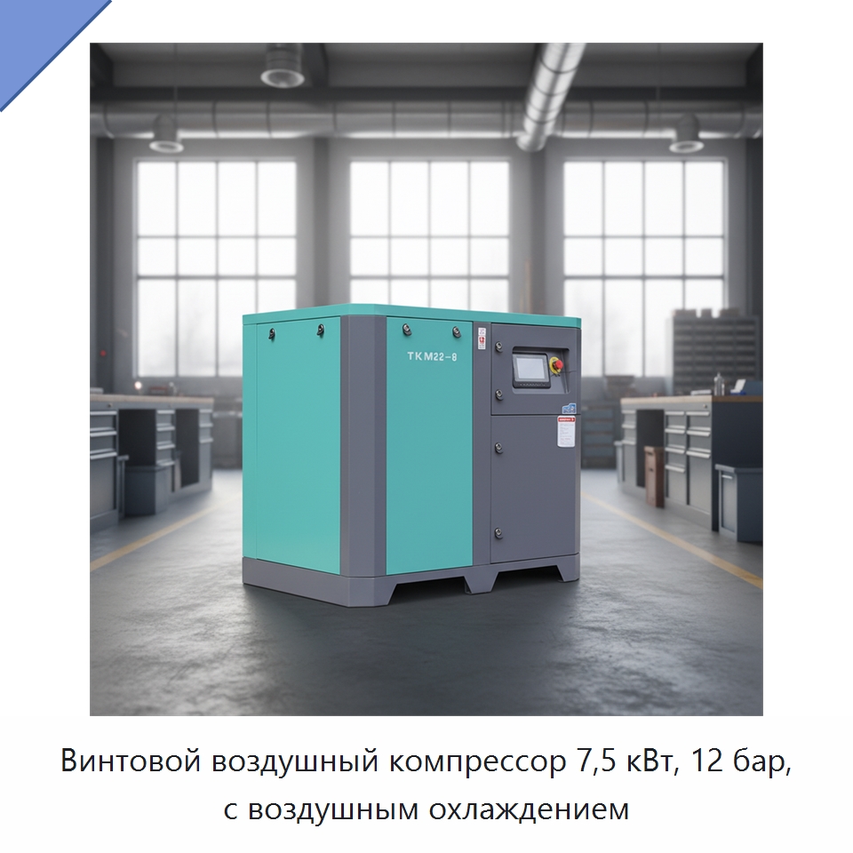 Винтовой воздушный компрессор 7,5 кВт, 12 бар, с воздушным охлаждением — Промышленные компрессоры