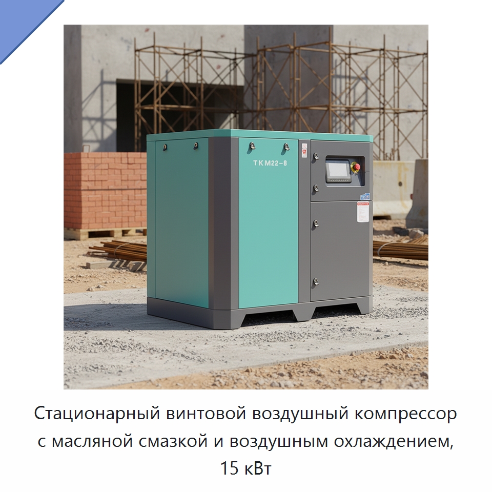 Стационарный винтовой воздушный компрессор с масляной смазкой и воздушным охлаждением, 15 кВт — Промышленные компрессоры