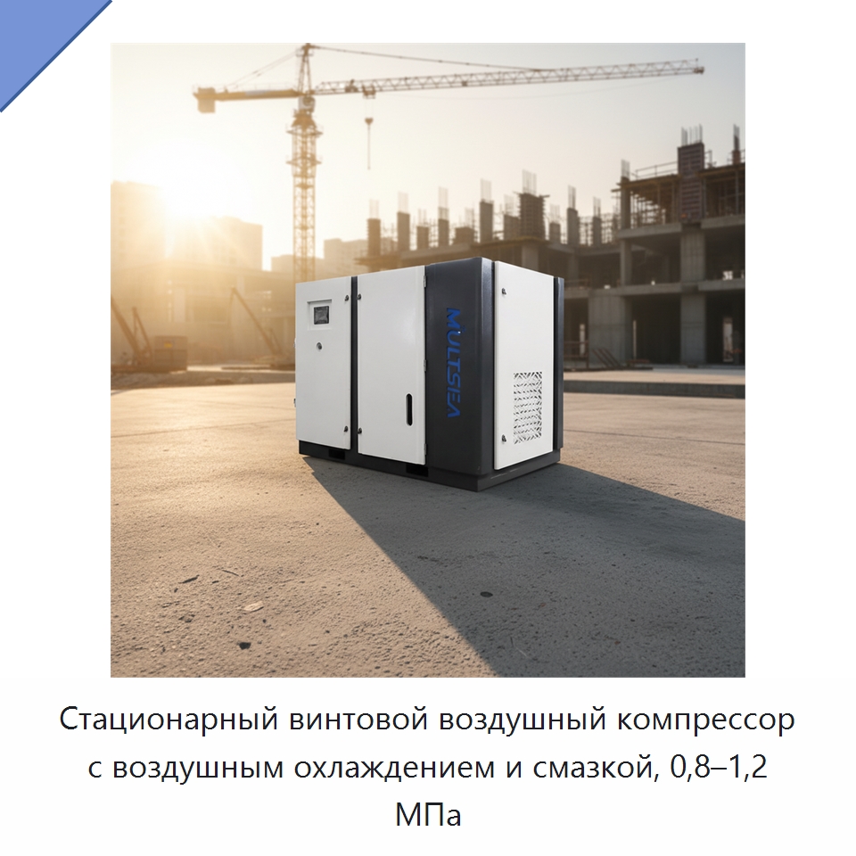 Стационарный винтовой воздушный компрессор с воздушным охлаждением и смазкой, 0,8–1,2 МПа — Промышленные компрессоры