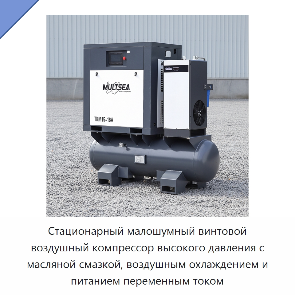 Стационарный малошумный винтовой воздушный компрессор высокого давления с масляной смазкой, воздушным охлаждением и питанием переменным током — Промышленные компрессоры