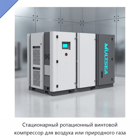 Стационарный ротационный винтовой компрессор для воздуха или природного газа