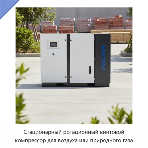 Стационарный ротационный винтовой компрессор для воздуха или природного газа