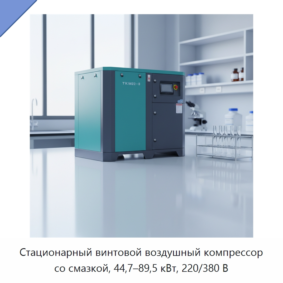 Стационарный винтовой воздушный компрессор со смазкой, 44,7–89,5 кВт, 220/380 В — Промышленные компрессоры