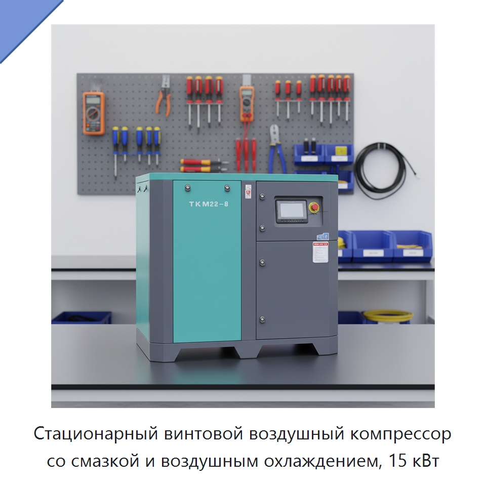 Стационарный винтовой воздушный компрессор со смазкой и воздушным охлаждением, 15 кВт — Промышленные компрессоры