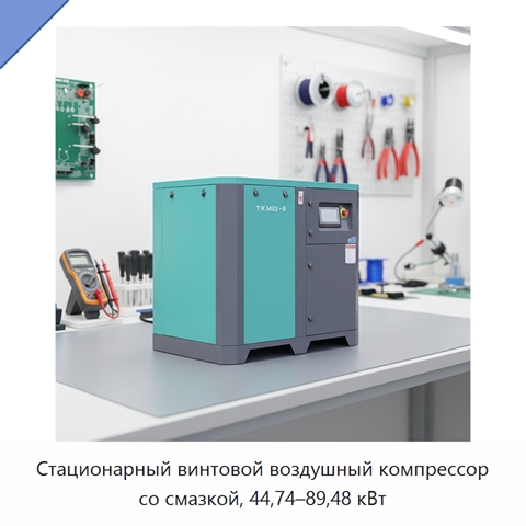 Стационарный винтовой воздушный компрессор со смазкой, 44,74–89,48 кВт