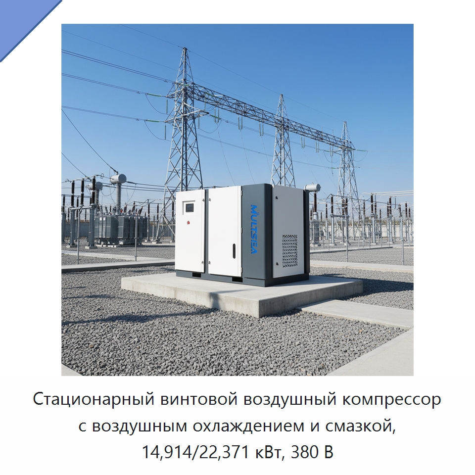 Стационарный винтовой воздушный компрессор с воздушным охлаждением и смазкой, 14,914/22,371 кВт, 380 В — Промышленные компрессоры