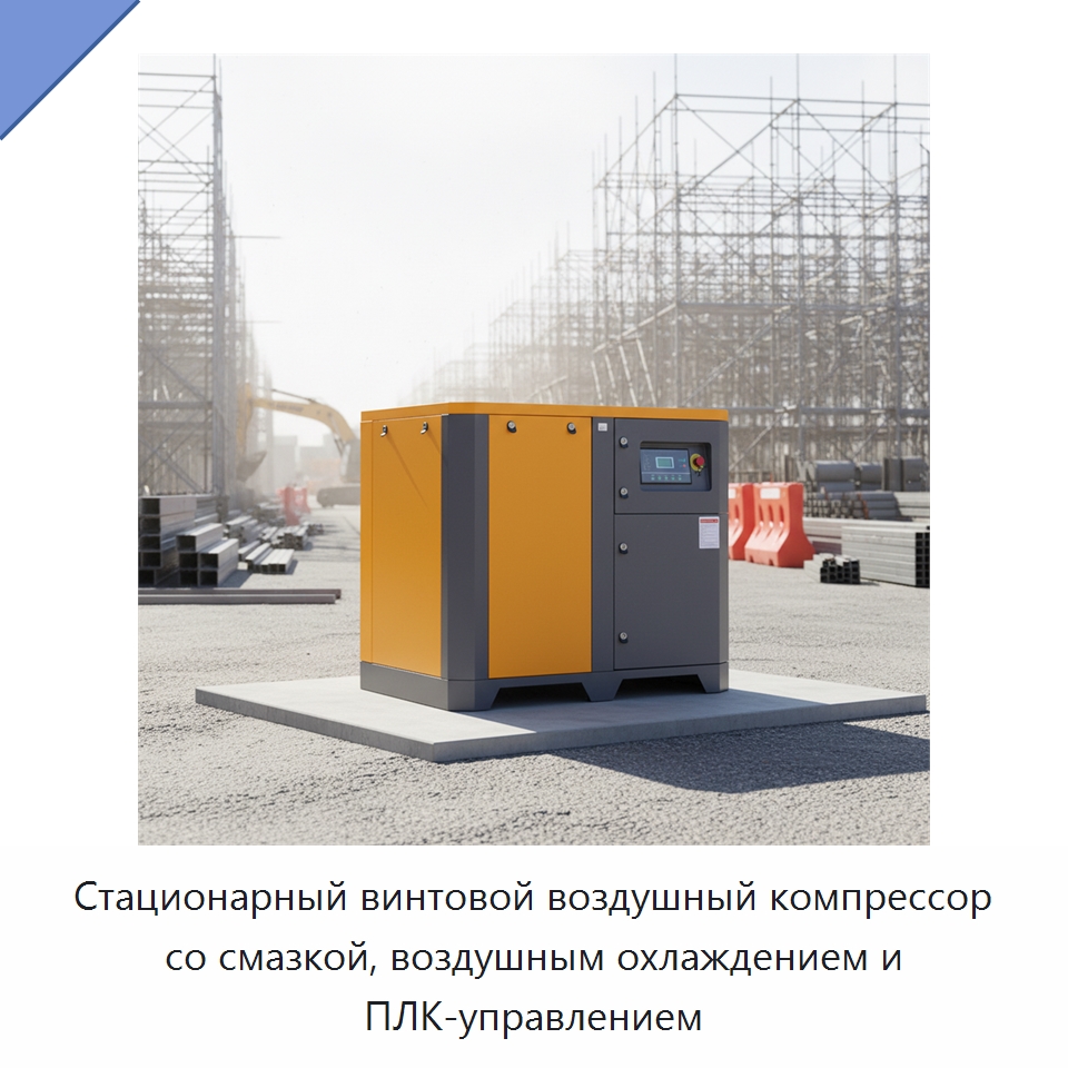 Стационарный винтовой воздушный компрессор со смазкой, воздушным охлаждением и ПЛК-управлением — Промышленные компрессоры