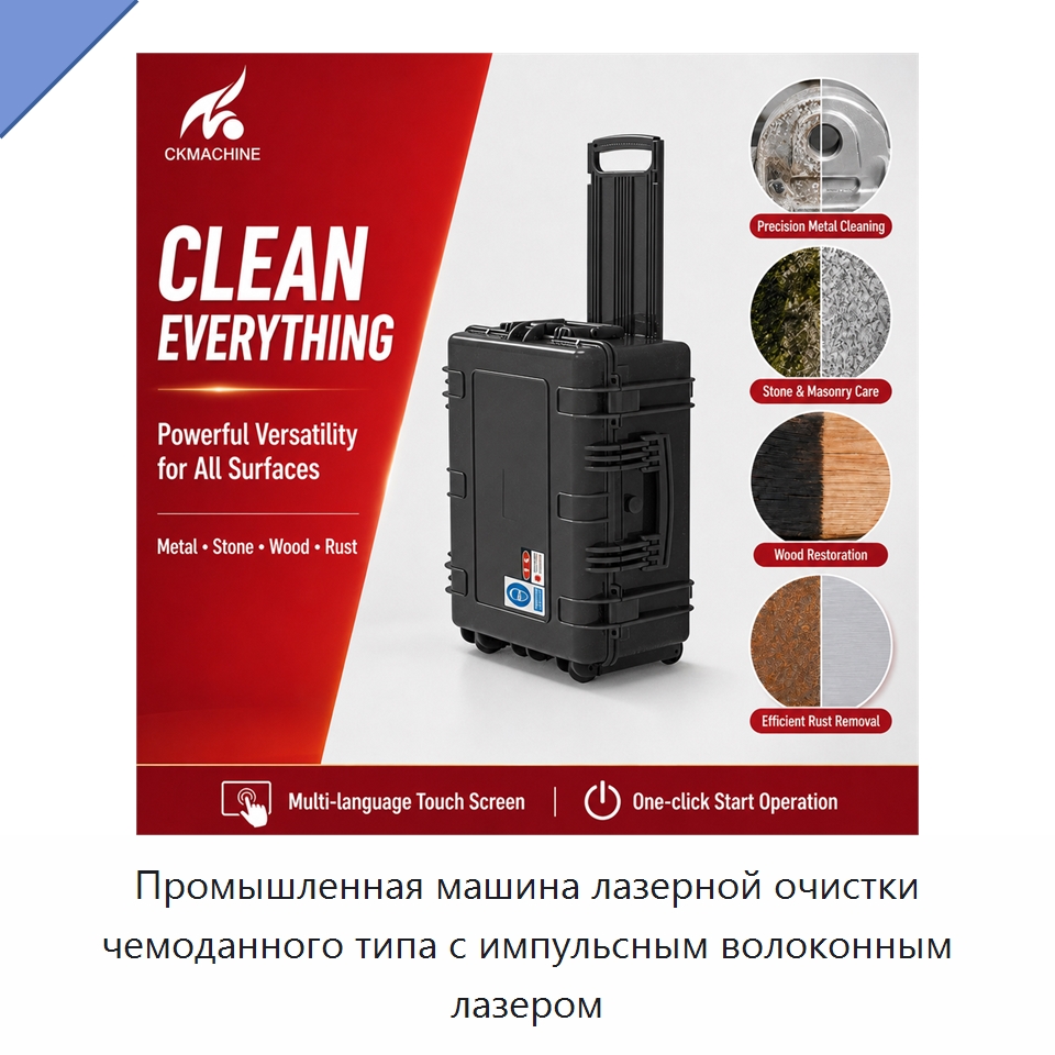 Промышленная машина лазерной очистки чемоданного типа с импульсным волоконным лазером — Установки лазерной очистки
