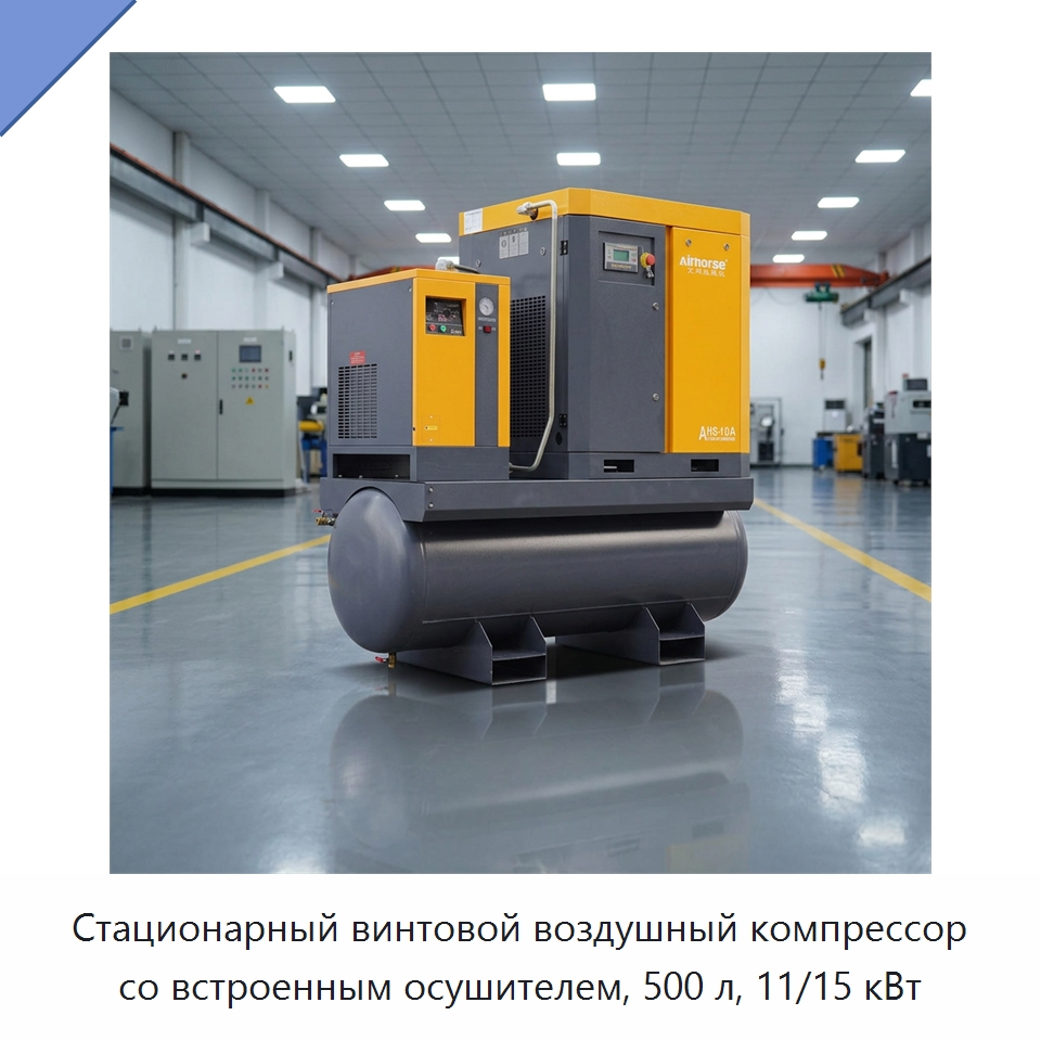 Стационарный винтовой воздушный компрессор со встроенным осушителем, 500 л, 11/15 кВт — Промышленные компрессоры
