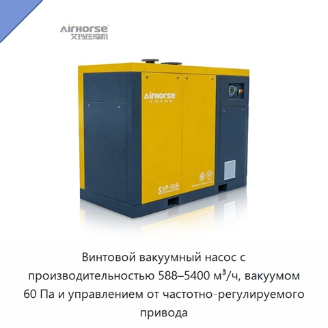 Винтовой вакуумный насос с производительностью 588–5400 м³/ч, вакуумом 60 Па и управлением от частотно-регулируемого привода