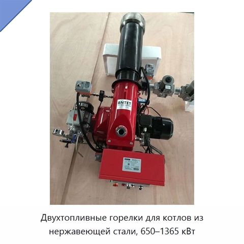 Двухтопливные горелки для котлов из нержавеющей стали, 650–1365 кВт