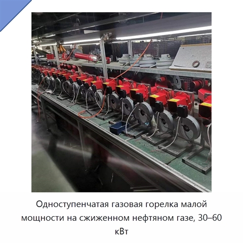 Одноступенчатая газовая горелка малой мощности на сжиженном нефтяном газе, 30–60 кВт