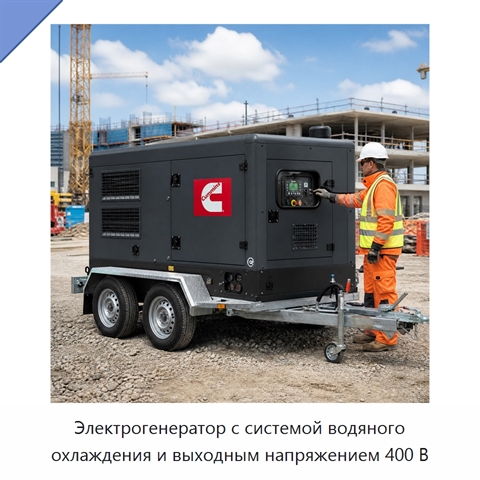 Электрогенератор с системой водяного охлаждения и выходным напряжением 400 В