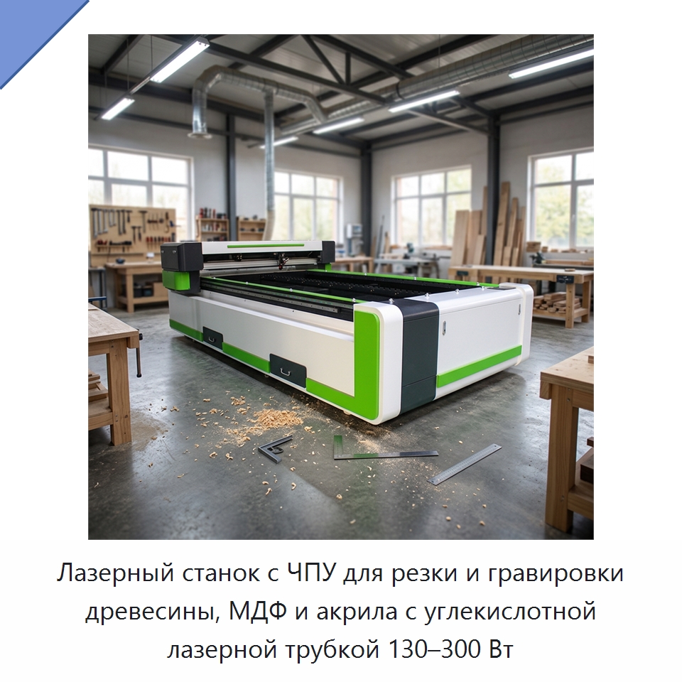 Лазерный станок с ЧПУ для резки и гравировки древесины, МДФ и акрила с углекислотной лазерной трубкой 130–300 Вт — Станки лазерной резки