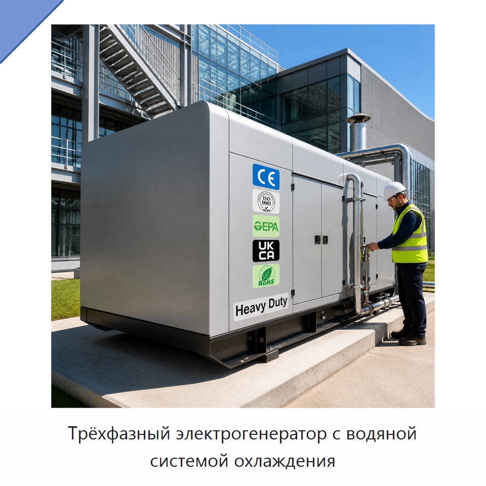 Трёхфазный электрогенератор с водяной системой охлаждения — Дизельные генераторы