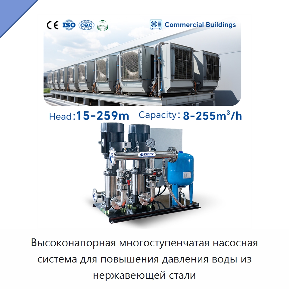 Высоконапорная многоступенчатая насосная система для повышения давления воды из нержавеющей стали — Насосы