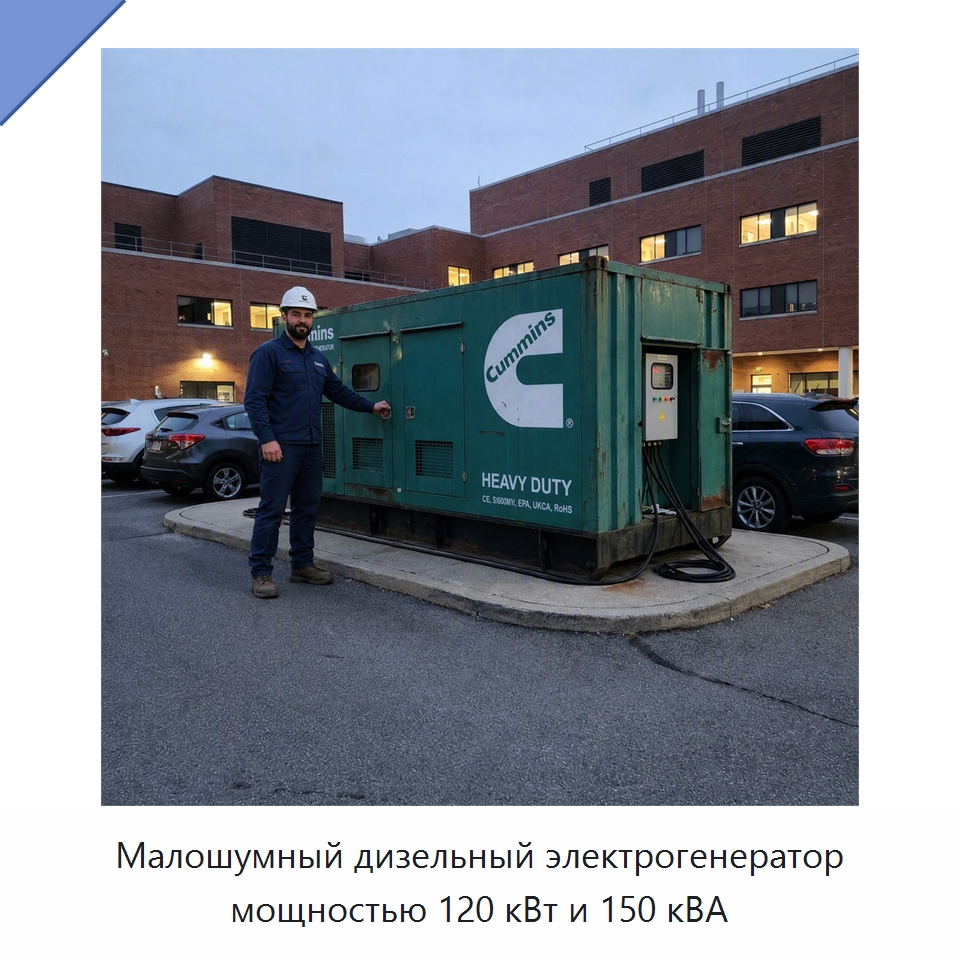 Малошумный дизельный электрогенератор мощностью 120 кВт и 150 кВА — Генерация электроэнергии