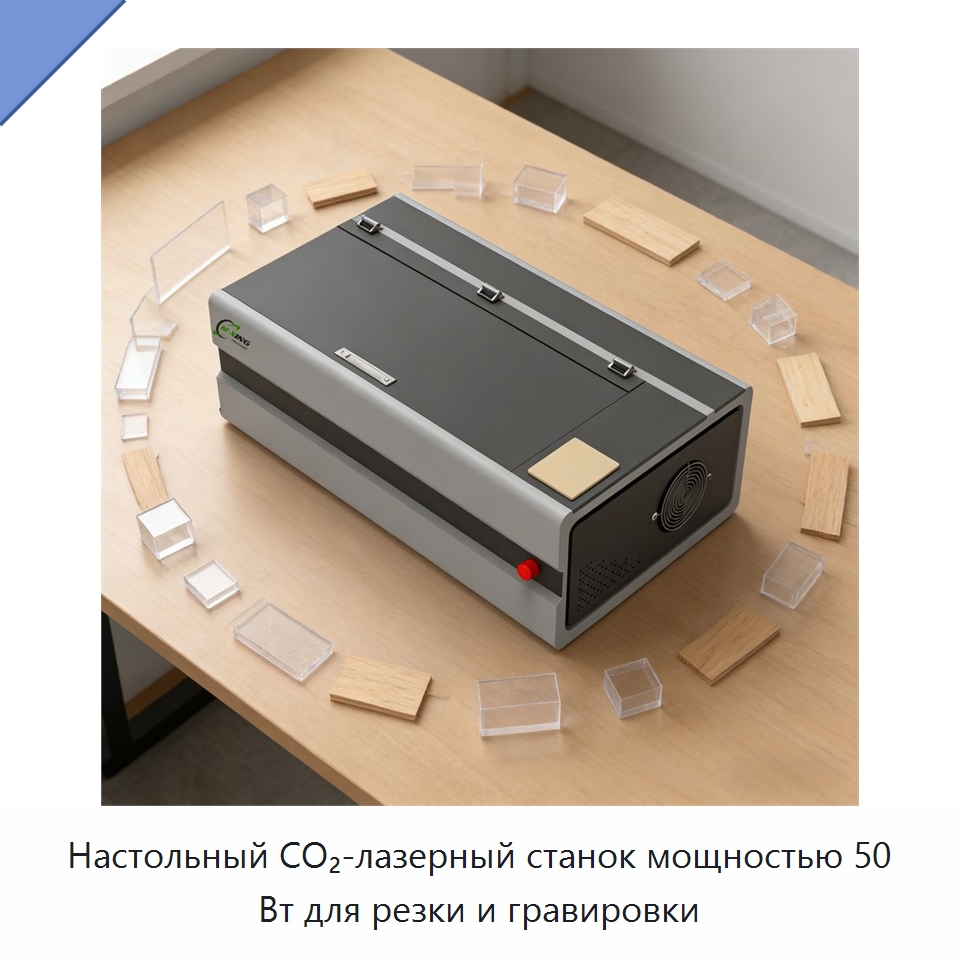 Настольный CO₂-лазерный станок мощностью 50 Вт для резки и гравировки — Станки лазерной резки