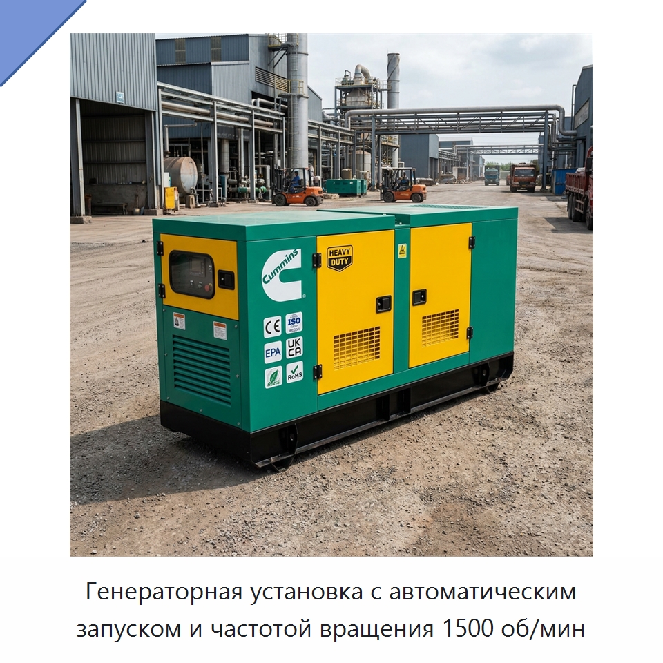 Генераторная установка с автоматическим запуском и частотой вращения 1500 об/мин — Генерация электроэнергии