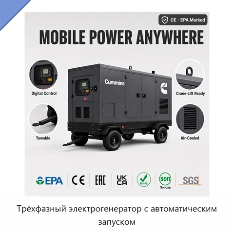 Трёхфазный электрогенератор с автоматическим запуском
