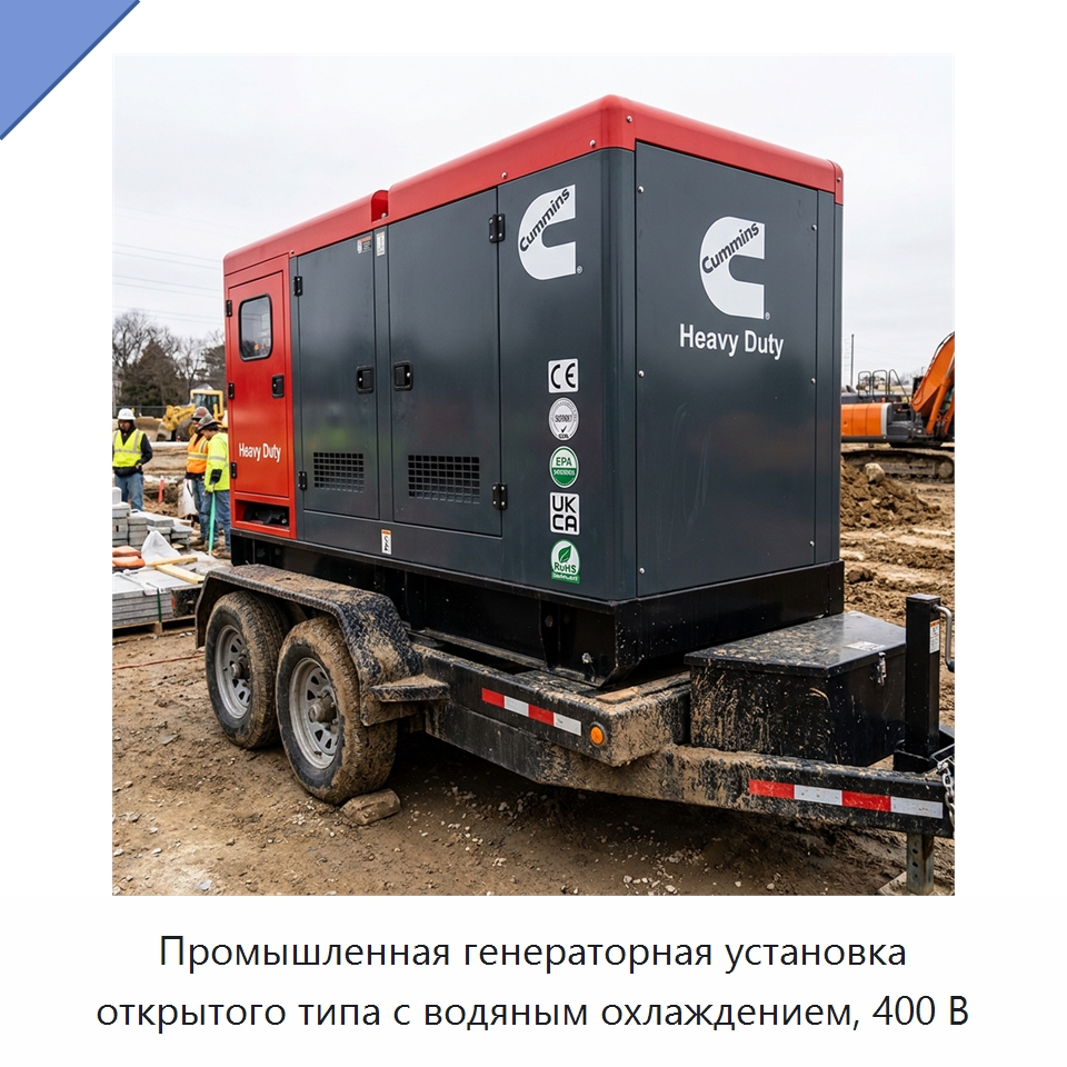 Промышленная генераторная установка открытого типа с водяным охлаждением, 400 В — Генерация электроэнергии