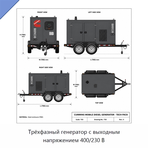 Трёхфазный генератор с выходным напряжением 400/230 В
