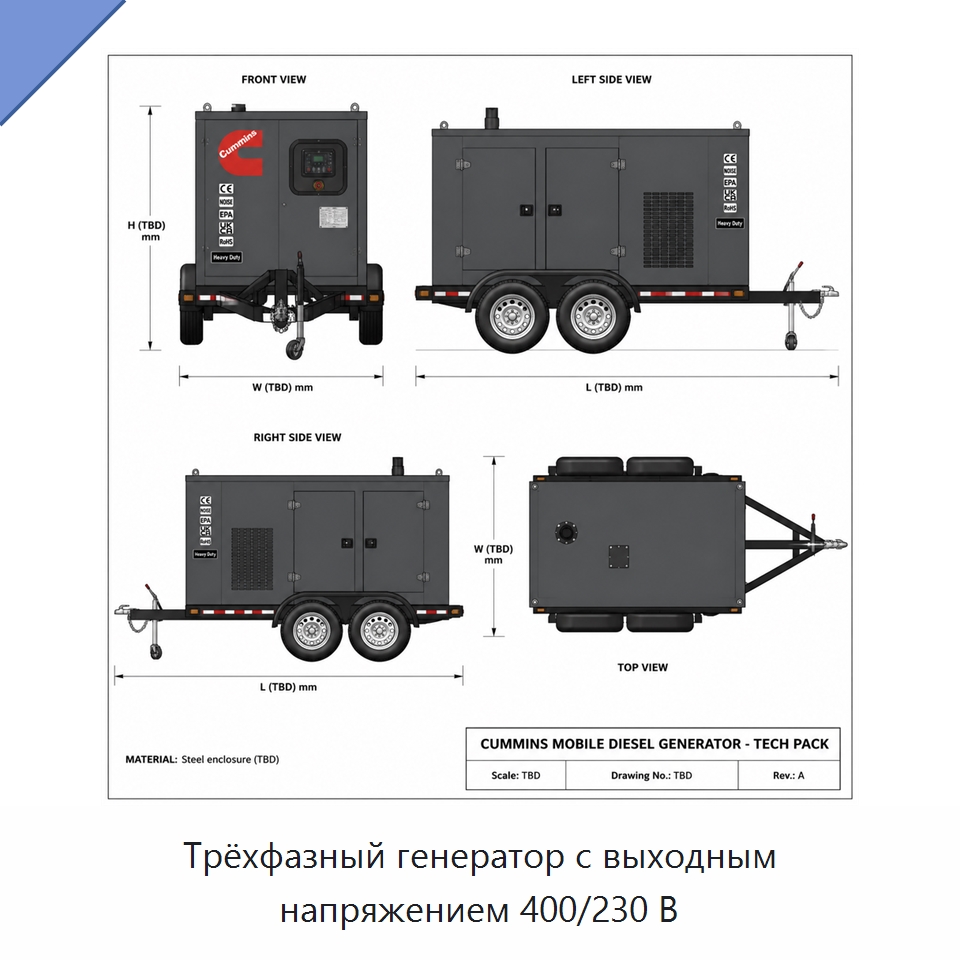 Трёхфазный генератор с выходным напряжением 400/230 В — Генерация электроэнергии