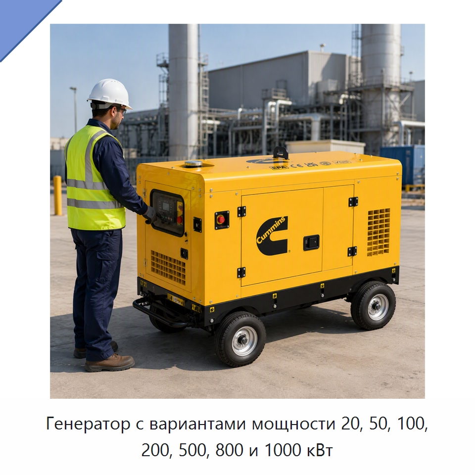 Генератор с вариантами мощности 20, 50, 100, 200, 500, 800 и 1000 кВт — Генерация электроэнергии