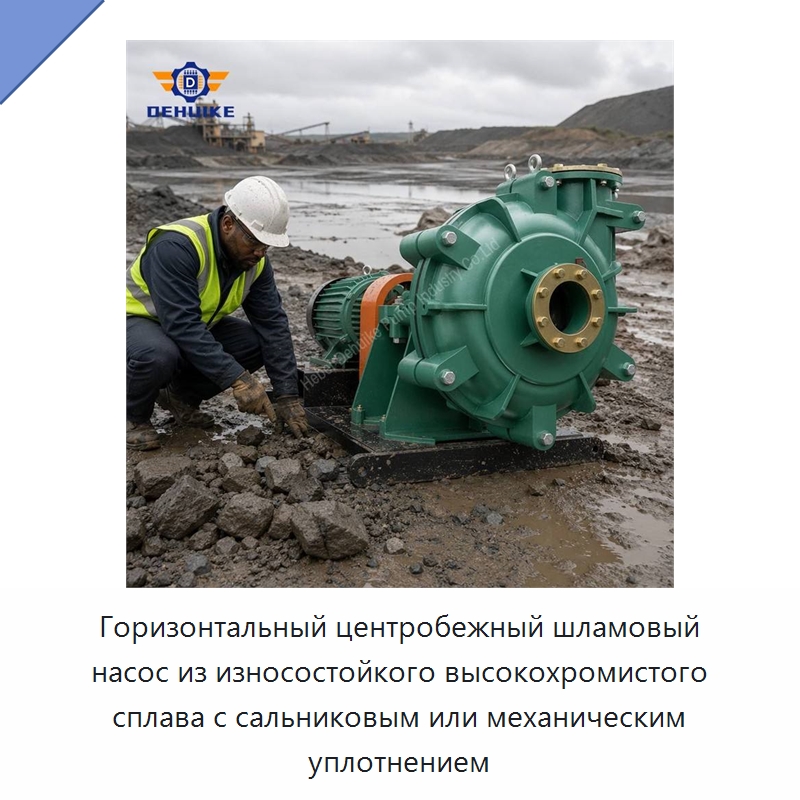 Горизонтальный центробежный шламовый насос из износостойкого высокохромистого сплава с сальниковым или механическим уплотнением — Насосы