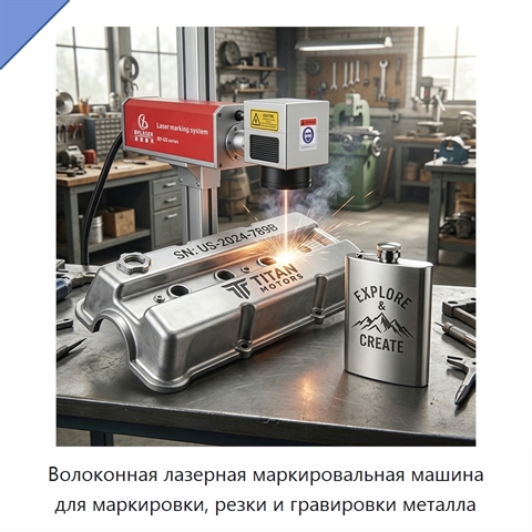 Волоконная лазерная маркировальная машина для маркировки, резки и гравировки металла
