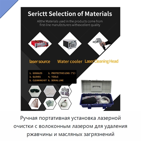 Ручная портативная установка лазерной очистки с волоконным лазером для удаления ржавчины и масляных загрязнений
