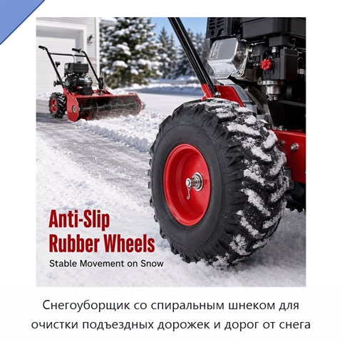 Снегоуборщик со спиральным шнеком для очистки подъездных дорожек и дорог от снега