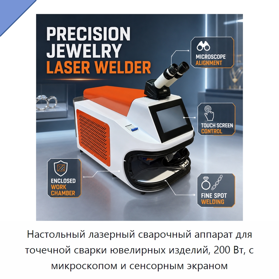 Настольный лазерный сварочный аппарат для точечной сварки ювелирных изделий, 200 Вт, с микроскопом и сенсорным экраном