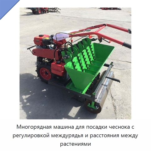 Многорядная машина для посадки чеснока с регулировкой междурядья и расстояния между растениями