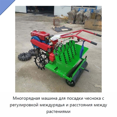 Многорядная машина для посадки чеснока с регулировкой междурядья и расстояния между растениями