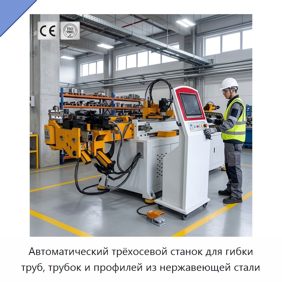 Автоматический трёхосевой станок для гибки труб, трубок и профилей из нержавеющей стали — Станки для обработки труб