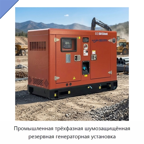 Промышленная трёхфазная шумозащищённая резервная генераторная установка