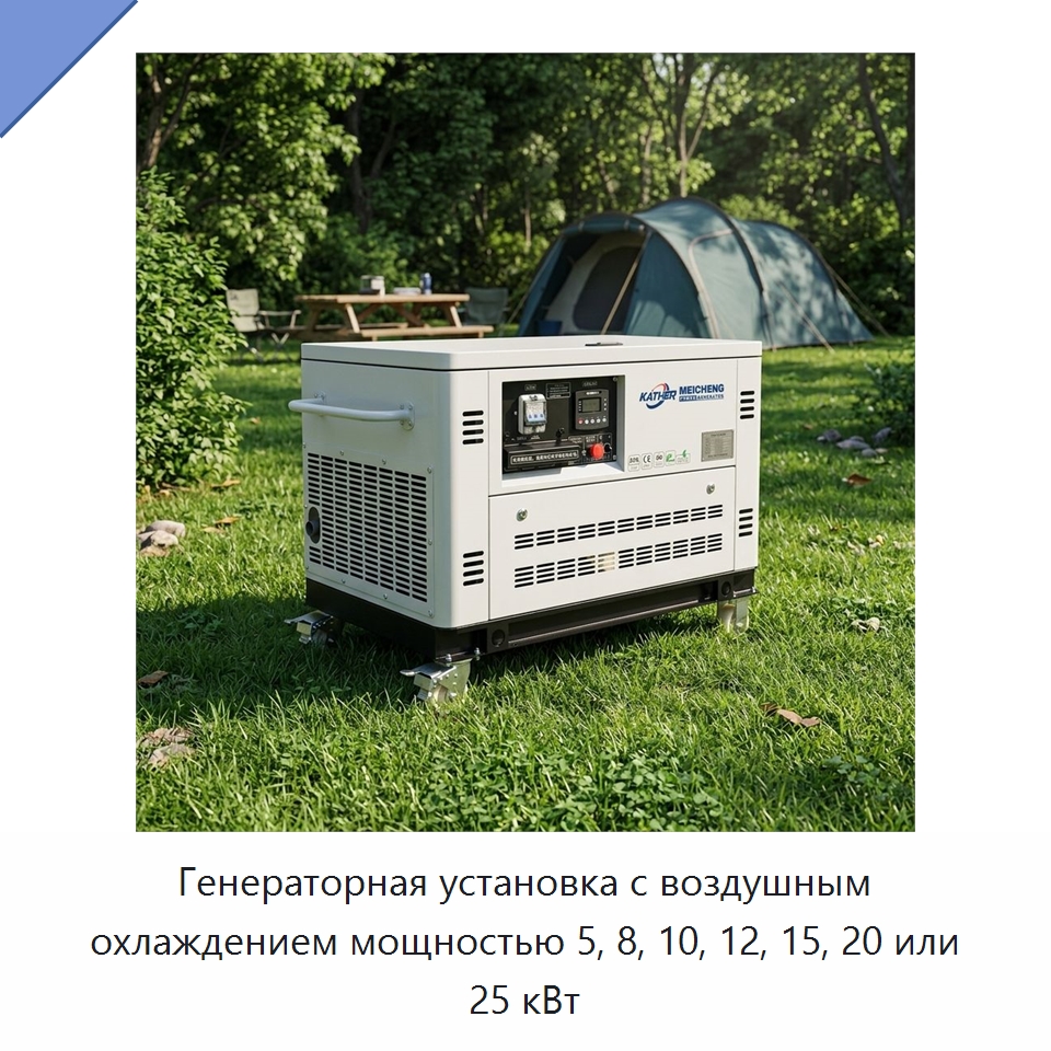 Генераторная установка с воздушным охлаждением мощностью 5, 8, 10, 12, 15, 20 или 25 кВт — Бензиновые генераторы
