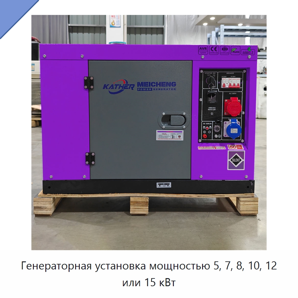 Генераторная установка мощностью 5, 7, 8, 10, 12 или 15 кВт — Дизельные генераторы