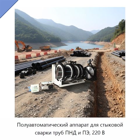 Полуавтоматический аппарат для стыковой сварки труб ПНД и ПЭ, 220 В