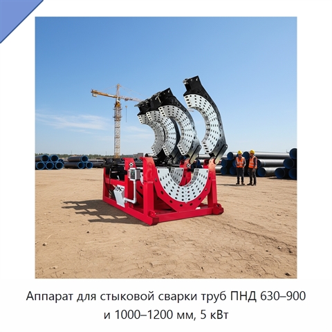 Аппарат для стыковой сварки труб ПНД 630–900 и 1000–1200 мм, 5 кВт