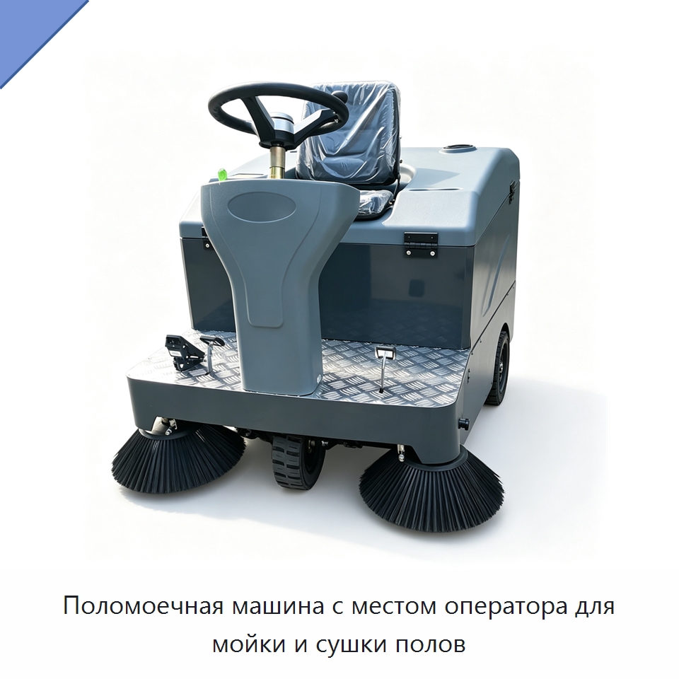 Поломоечная машина с местом оператора для мойки и сушки полов