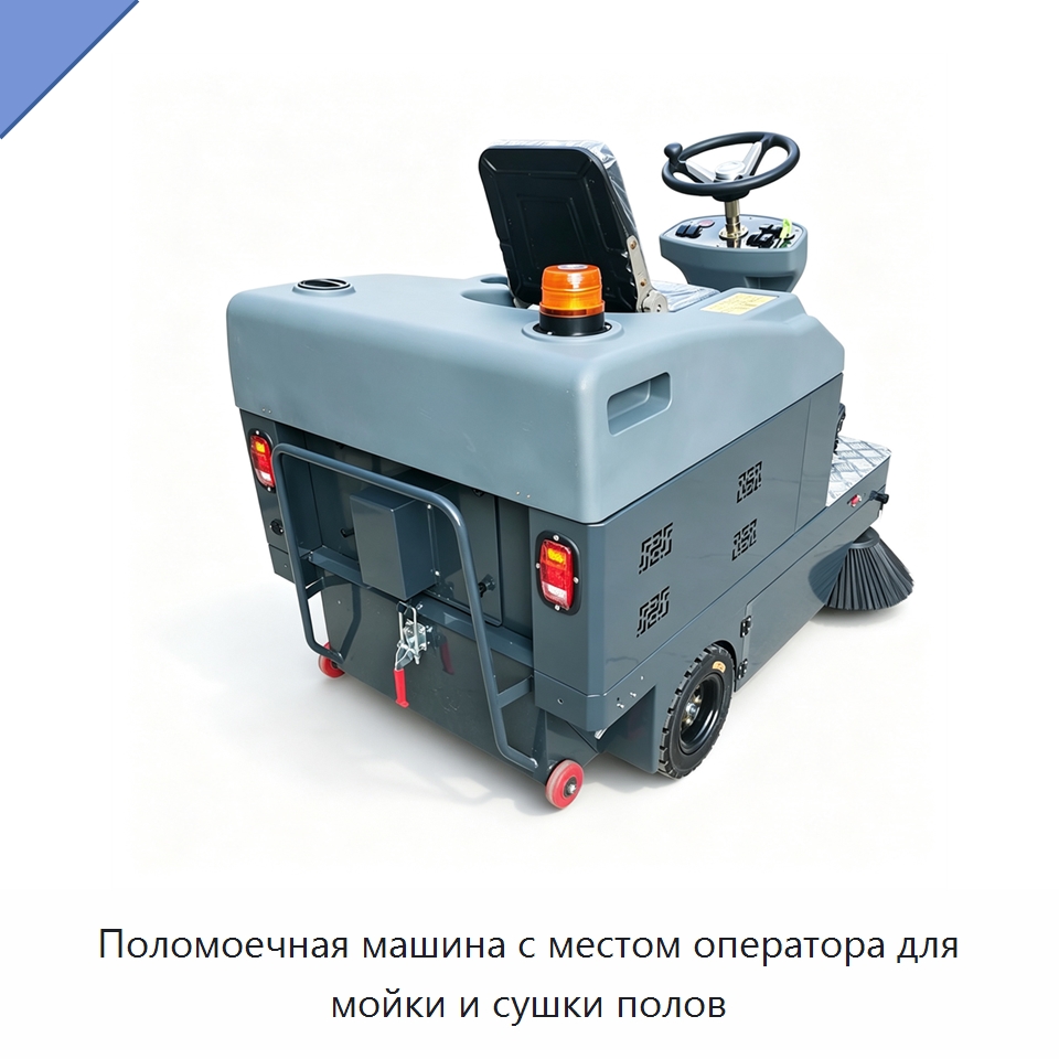 Поломоечная машина с местом оператора для мойки и сушки полов