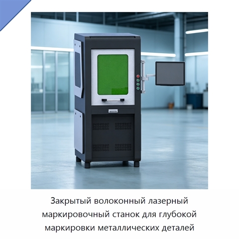 Закрытый волоконный лазерный маркировочный станок для глубокой маркировки металлических деталей