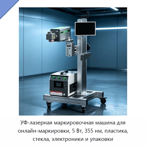 УФ-лазерная маркировочная машина для онлайн-маркировки, 5 Вт, 355 нм, пластика, стекла, электроники и упаковки