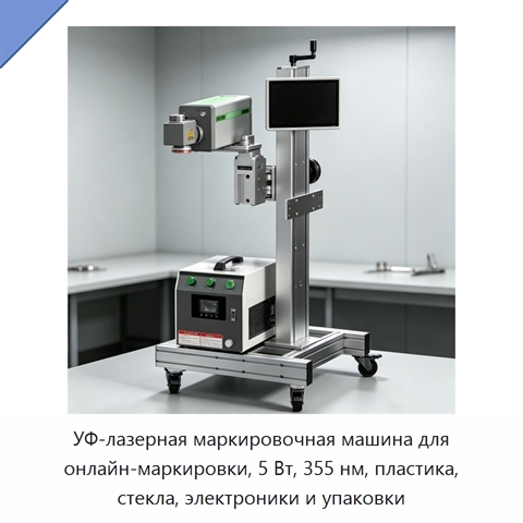 УФ-лазерная маркировочная машина для онлайн-маркировки, 5 Вт, 355 нм, пластика, стекла, электроники и упаковки