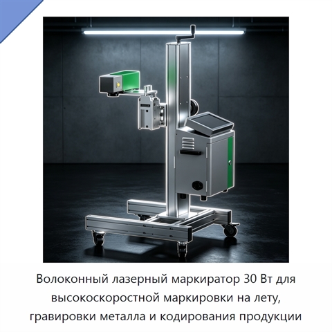 Волоконный лазерный маркиратор 30 Вт для высокоскоростной маркировки на лету, гравировки металла и кодирования продукции
